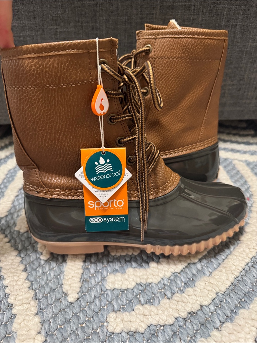 NWT Sporto Dakota Duck Boots Women's Size 6 Brown Waterproof Thermolite Winter